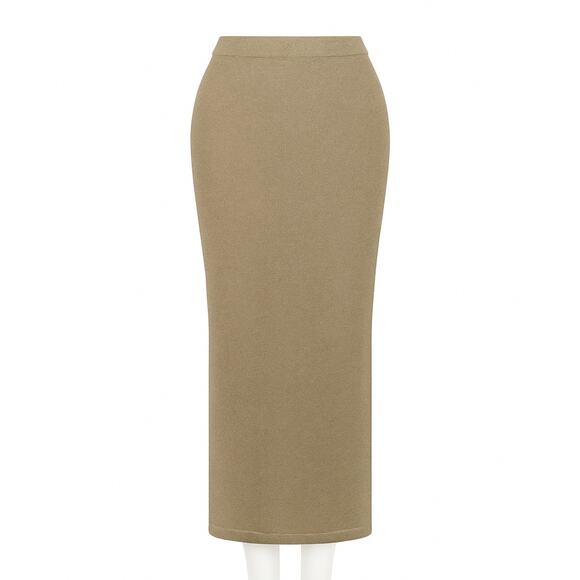 VTG Lisa Originals Metallic Gold Knit Midi Skirt Women’s Medium Pencil Bodycon - Picture 2 of 5